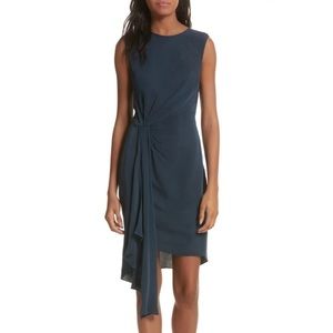 Milly Navy Front Drape Silk Dress